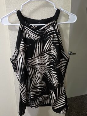 White House Black Market Palm Print Halter Tank Top